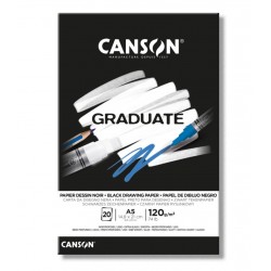 دفتر رسم جريدويت اسود ناعم مصمغ 120غم 20 ورقة CANSON